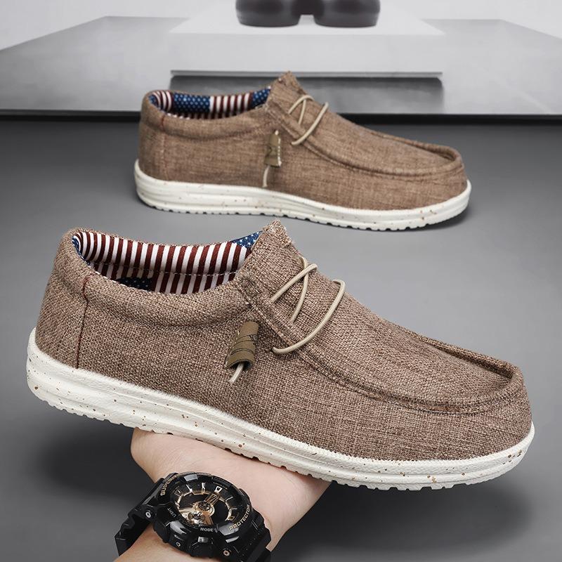 Men's Fashion Canvas Loafers Comfortable Lightweight Breathable Men's Casual Shoes Flat Slip-on Driving Shoes Man Big Size 47