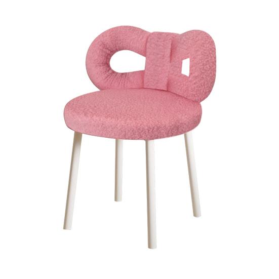 Vanity Stool with Bowknot Backrest Living Room Women Girls Bedroom Makeup Chair Adjustable Foot Pads Armless Dressing Chair Side Table Seat