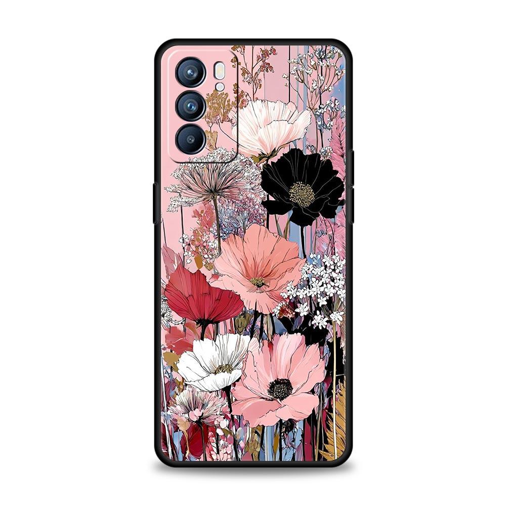 Oil Painting Flowers Pattern Design Phone Case For Oppo Reno 13 12 11 10 7 F Find X5 X6 A98 A80 A79 A78 A57 A54 A17 Pro Soft TPU
