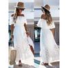 European and American Bohemian Lace Long Dress White Beach Dress New Tube Top One-word Shoulder Sexy Dress Women