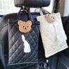 Hanging Pouch with Bear Pattern Design Practical Durable Tissue Box Holder Pouch Keep Your Auto Organized for Back Seat