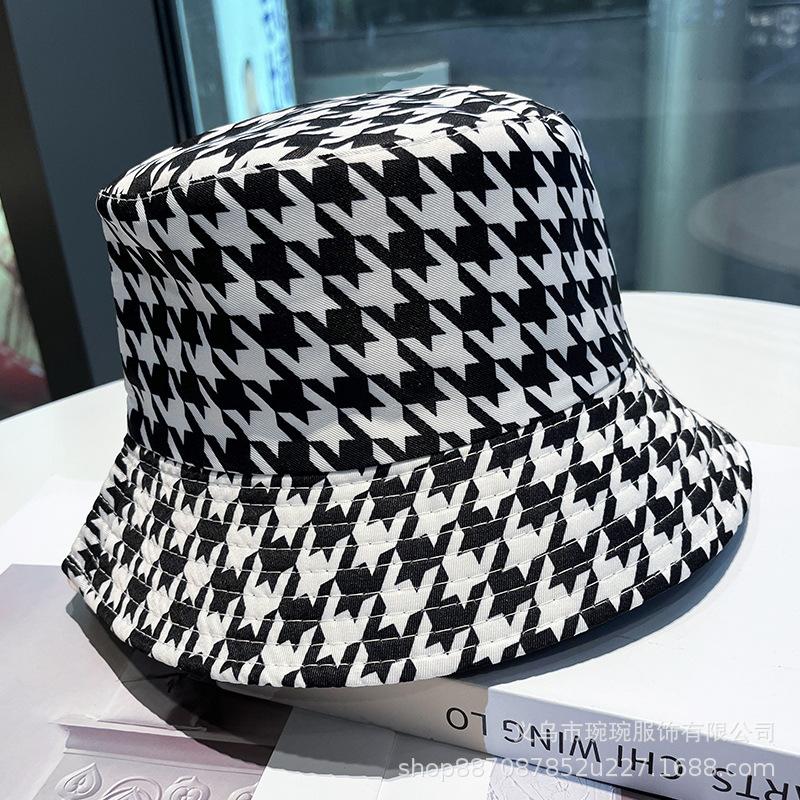 Trendy versatile sunshade sun hat summer double-sided pot hat printed bucket hat women