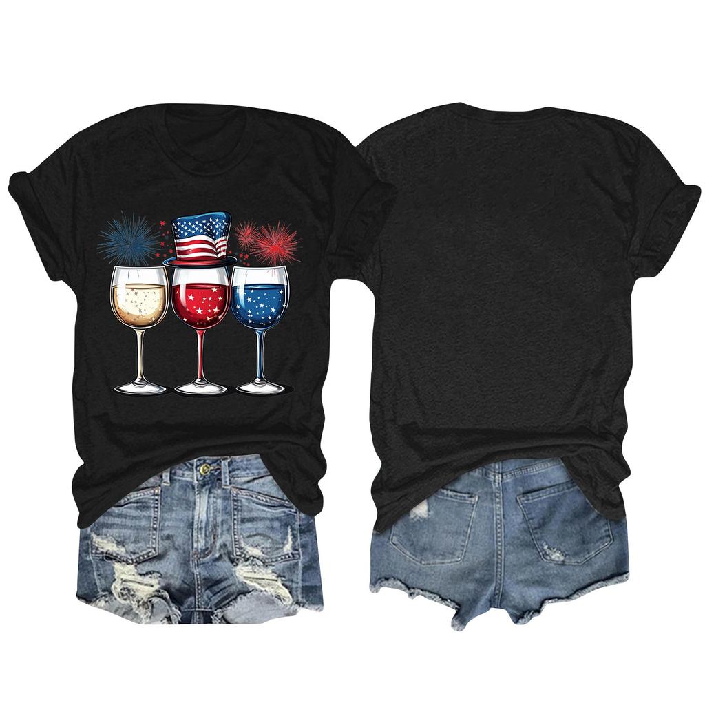 Women's Fashion Plus Size Vintage LA Print Casual Short-Sleeved Top