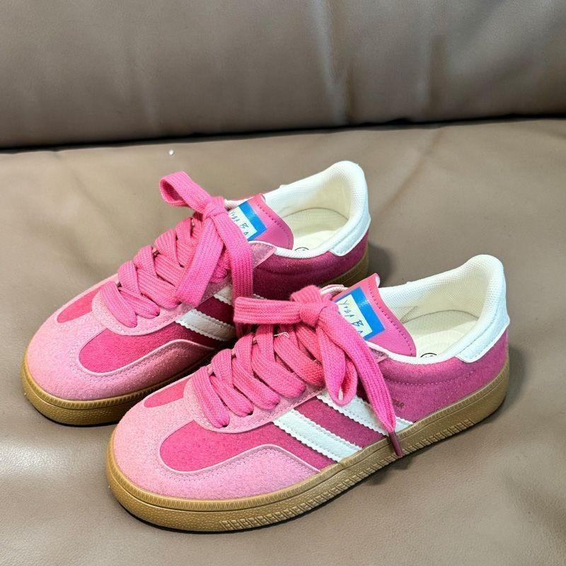 Damen Retro Low-Top Sneaker Color Block Schnürung Lässige Trainer Atmungsaktive Flache Schuhe für den täglichen Gebrauch
