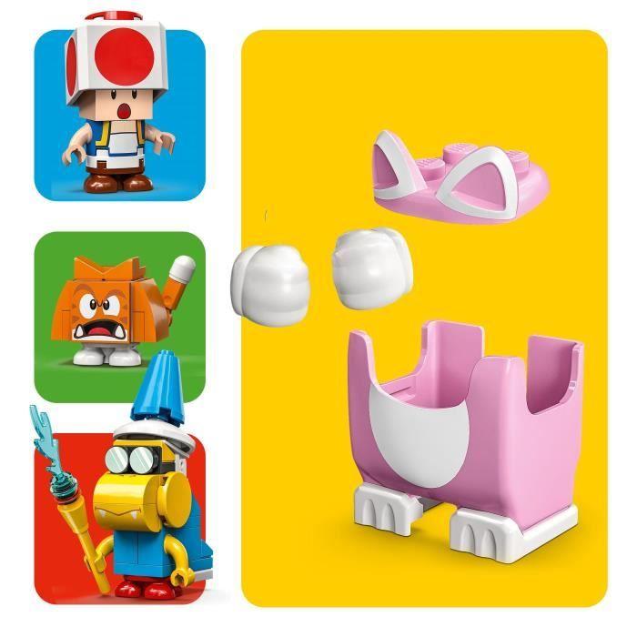 LEGO 71407 Super Mario Ensemble d’Extension La Tour Gelée Et Le Costume De Peach Chat, Figurine Toad, Jouet Château, Enfants 8 Ans