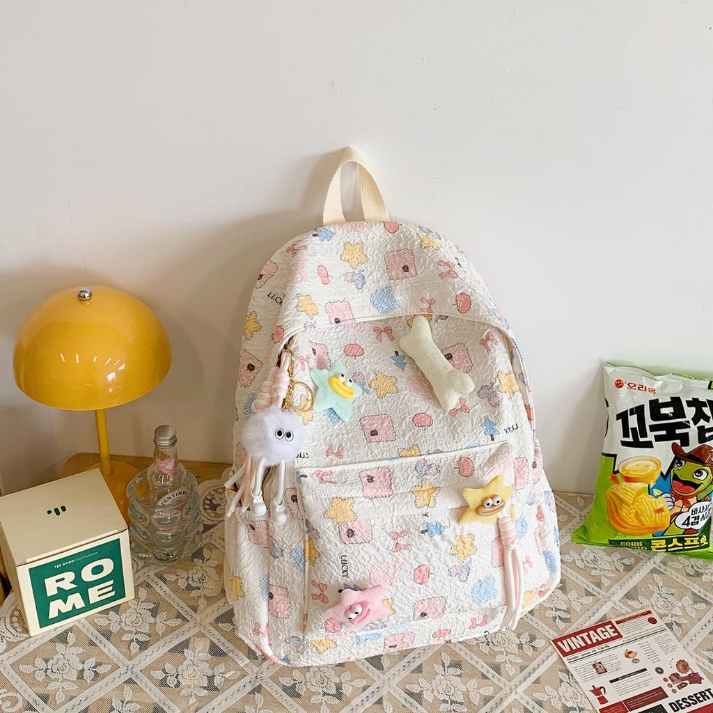 Schoolbag New Campus Outing Bag Girl Junior High School High School College Backpack Floral Schoolbag Sweet Schoolbag Girl