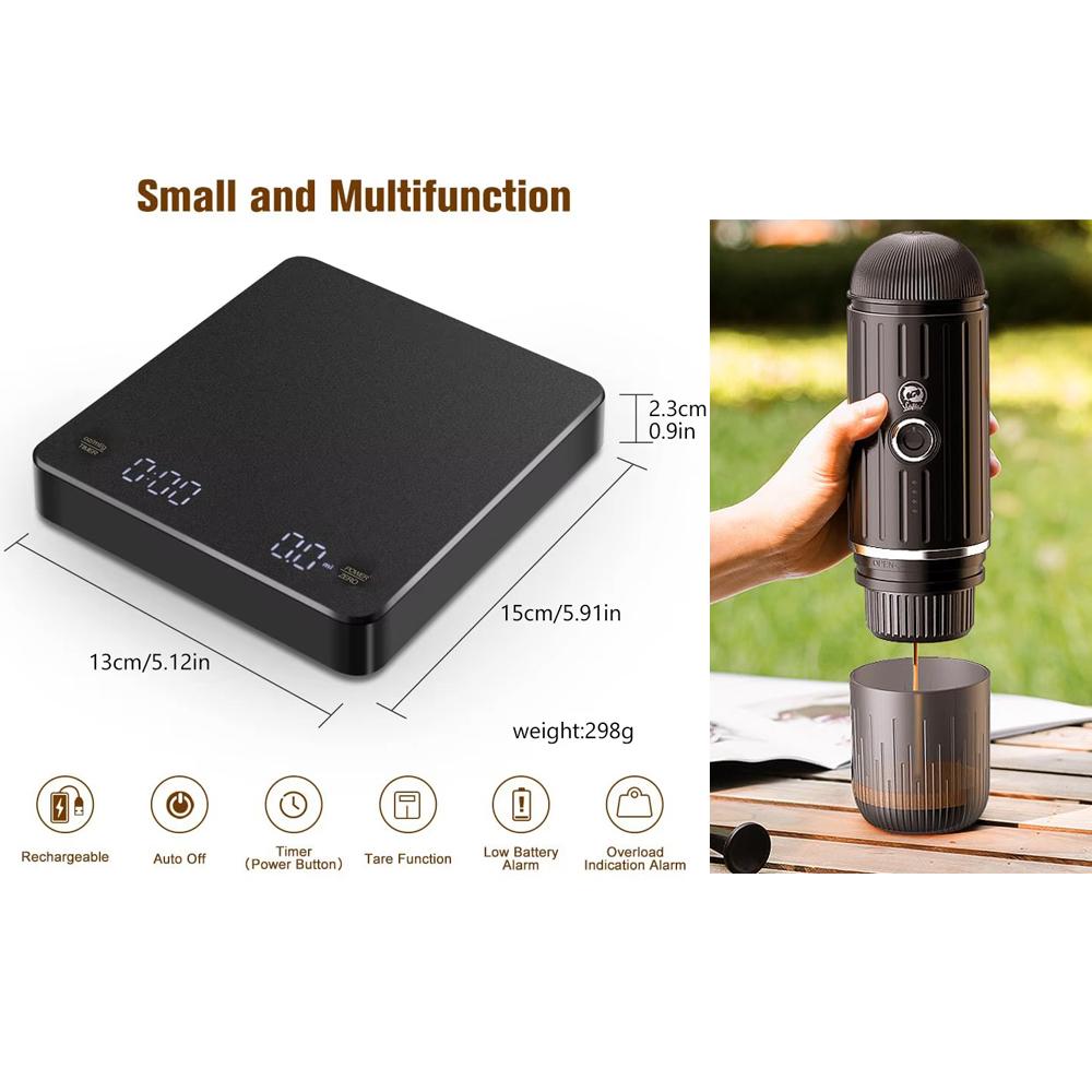 Digital Coffee Scale with Timer LED Screen Espresso USB 3kg Max.Weighing 0.1g High Precision Measures In Oz/ml/g Kitchen Scale