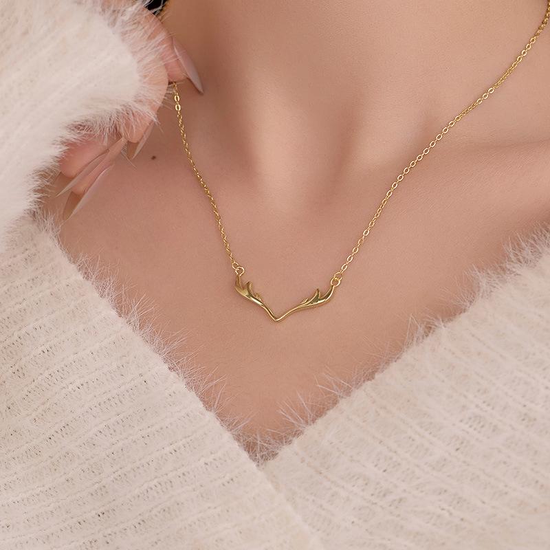 Banyan Baum S925 Silber Koreanischer Waldstil Elch Anhänger Halskette für Frauen