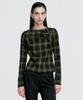 Kimjisu Twisted Check High-Neck Top _ Khaki