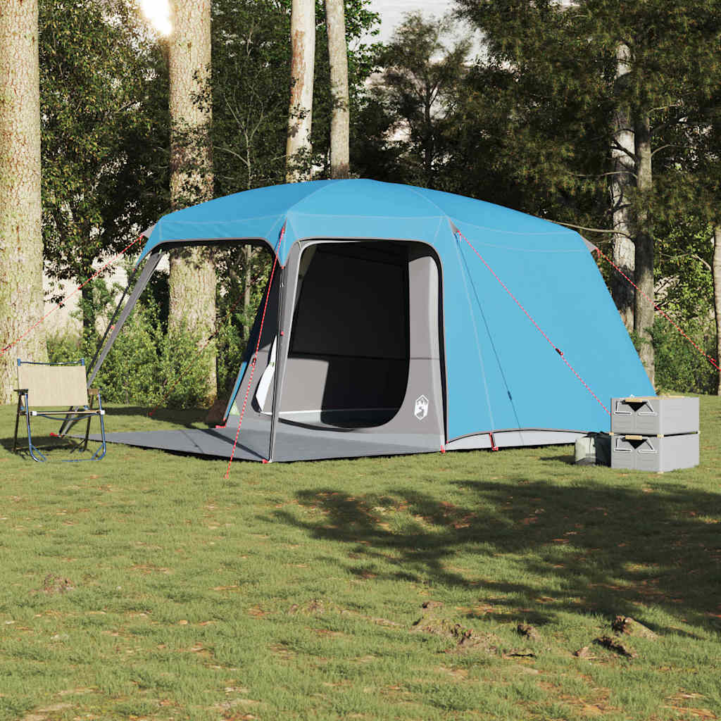 5 Person Camping Tent with Awning Blue Waterproof