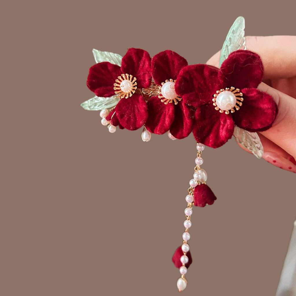 Elegant Blue Cloud Pearl Hairpin with Tassel