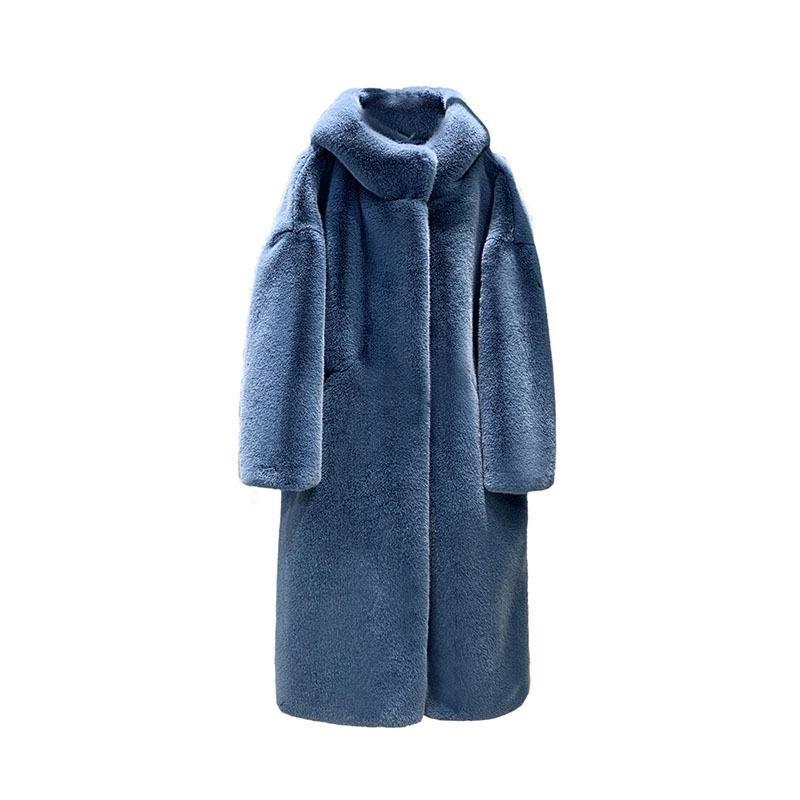 Women's Winter Mink Fur Plush Thick Plush Loose Hooded Jacket Thickened Fur Loose Coat XS-2XL