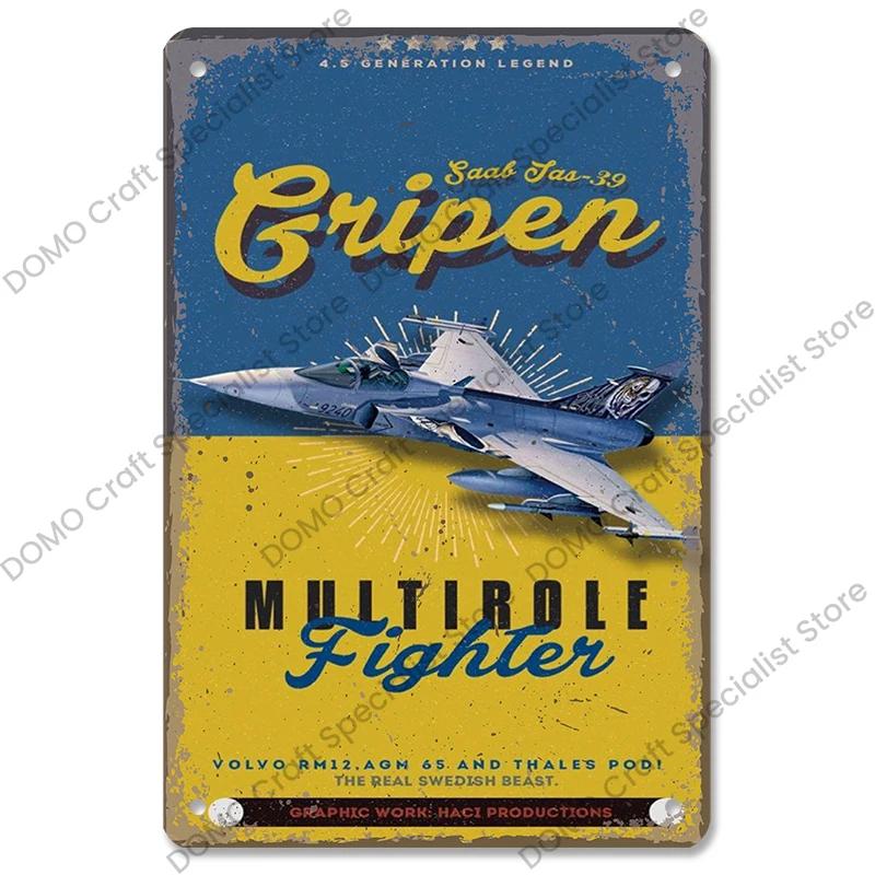 Vintage Airplane Plaques Metal Plate Top Air Force Jet Aces Fighter Retro Metal Tin Signs Club Man Cave Home Wall Decor