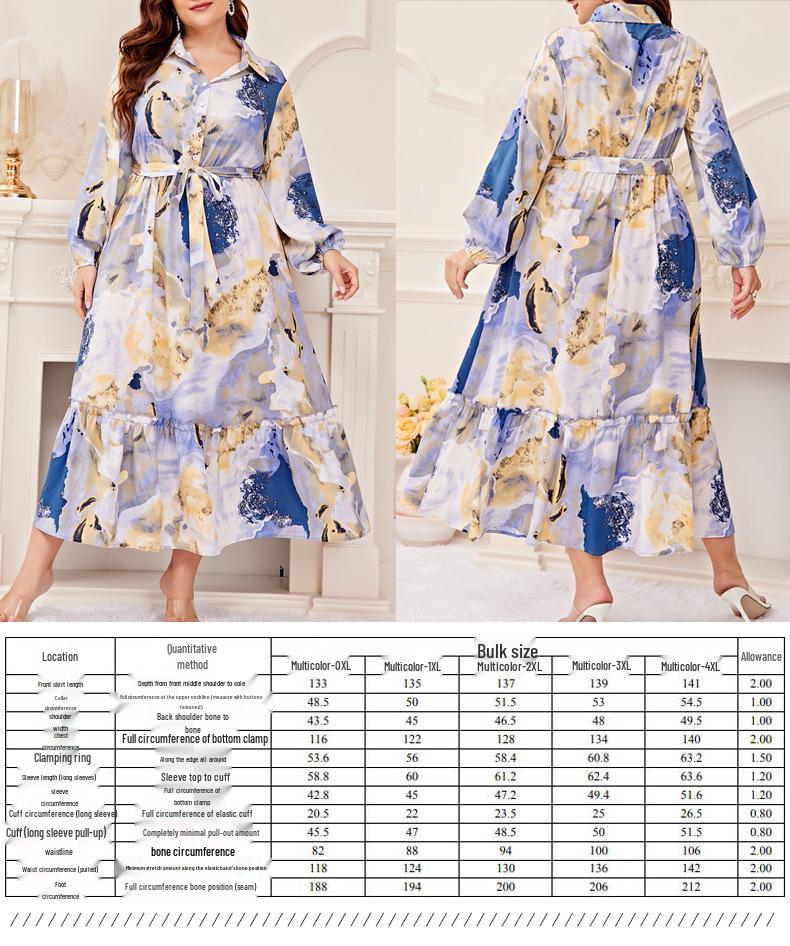 Plus Size Women's Printed Commuter Fashion Dress for Spring & Autumn