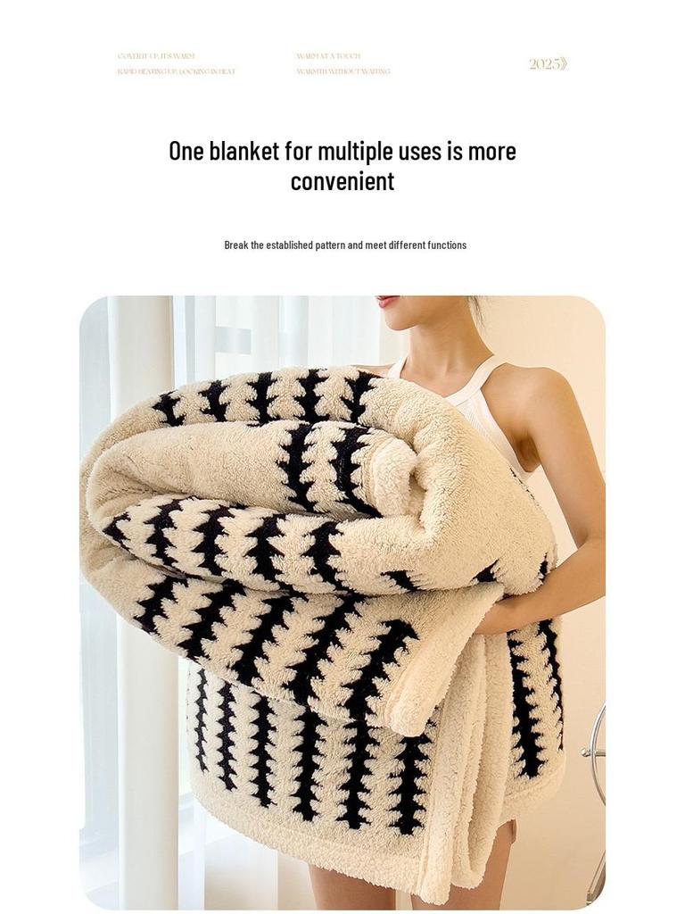 Klasse A Doppellagige Lammwoll-Decke mit Fleece-Futter – Dick, Multifunktional, Warm für Herbst & Winter mit Taft-Fleece-Bezug.