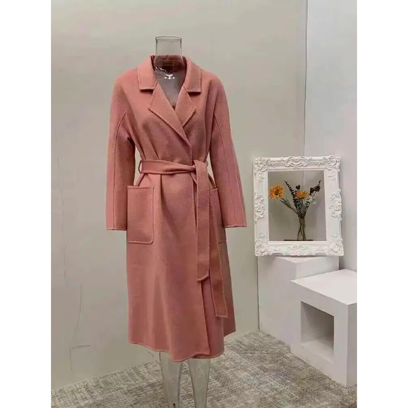 High Water Ripple Double-sided Wool Coat Women Long Bathrobe Style Autumn Winter Coat