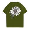 Lässiges T-Shirt für Damen mit Rundhalsausschnitt, Blumendruck, kurzärmelig