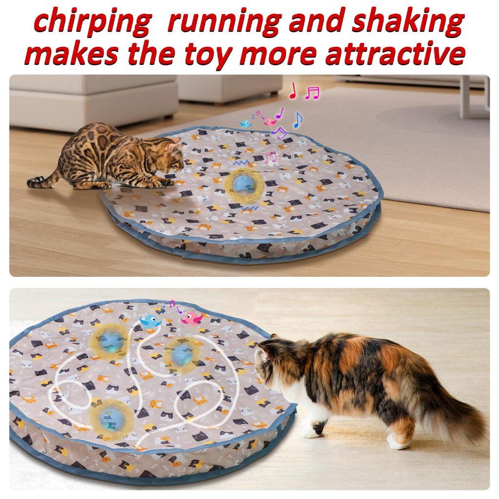 Smart Interactive Cat Toys Ball Fast Rolling In Pouch Hide and Seek Kitten Toy Motion Activated Interactive Cat Toy for Indoor