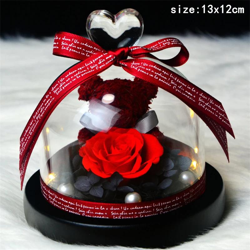 Valentines Day Gift for Girlfriend Eternal Rose LED Light Flower In Glass Cover Mothers Day Birthday Party Wedding Decoration