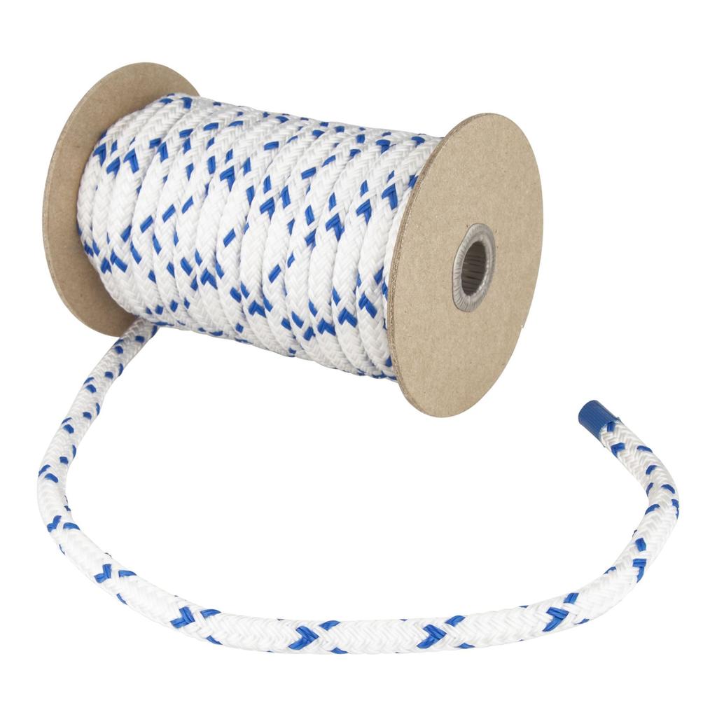 Double-braided rope with Pylen blue stitching, 10 meters, 10mm diameter, bobbin wound
