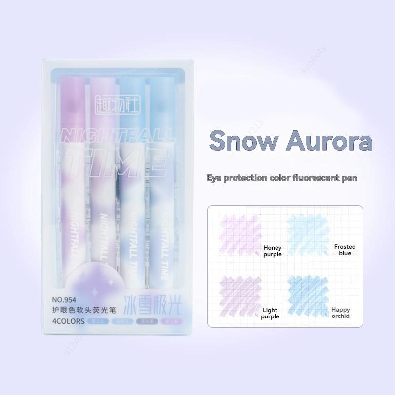 4 Pcs/set Kawaii Highlighter, Chisel Tip Marker Pen, Quick Drying, Assorted Colors, Water Based,For Organizing and Coloring