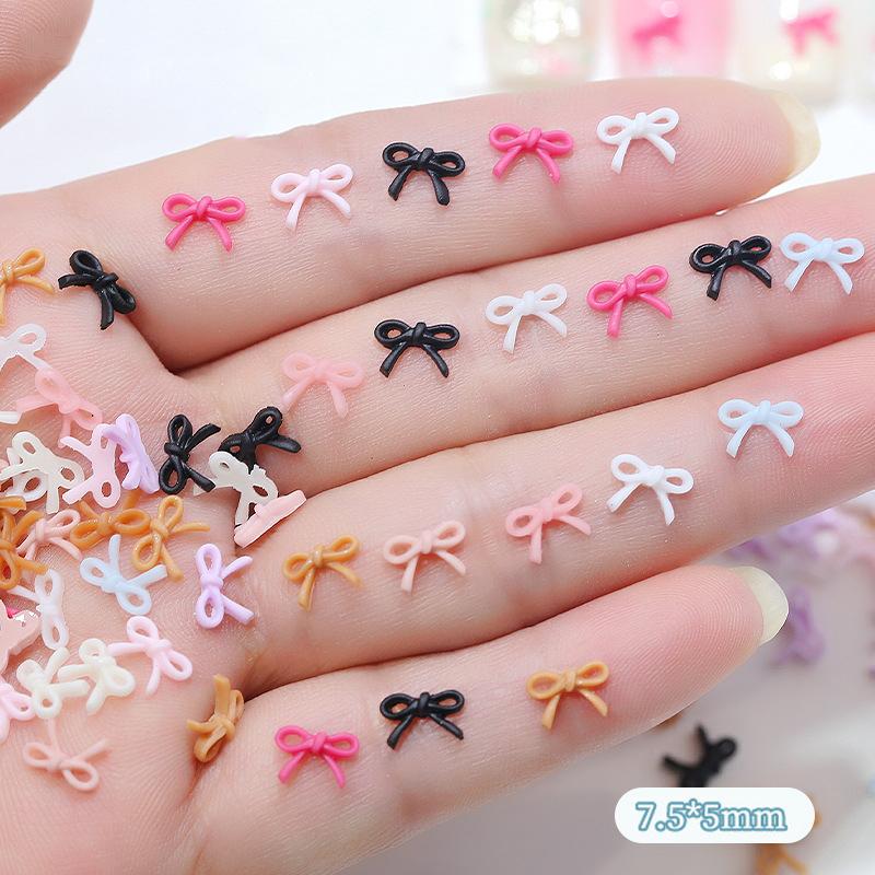 50Pcs Mixed Mini Bow Nail Charms Colorful 3D Resin Bowknot Nail Art Decoration Handcraft Accessories For DIY Manicure Salon