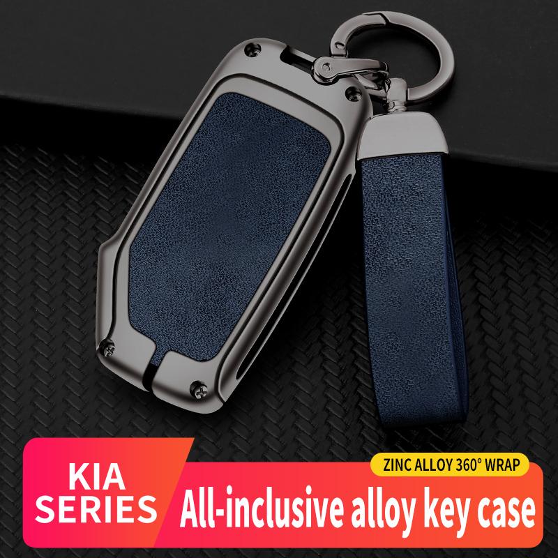 Capa de couro de liga de zinco para chave de carro para Kia Sportage Ceed Sorento Cerato Forte KX3 K5 2017-2020 Proteção de peças automotivas Shell