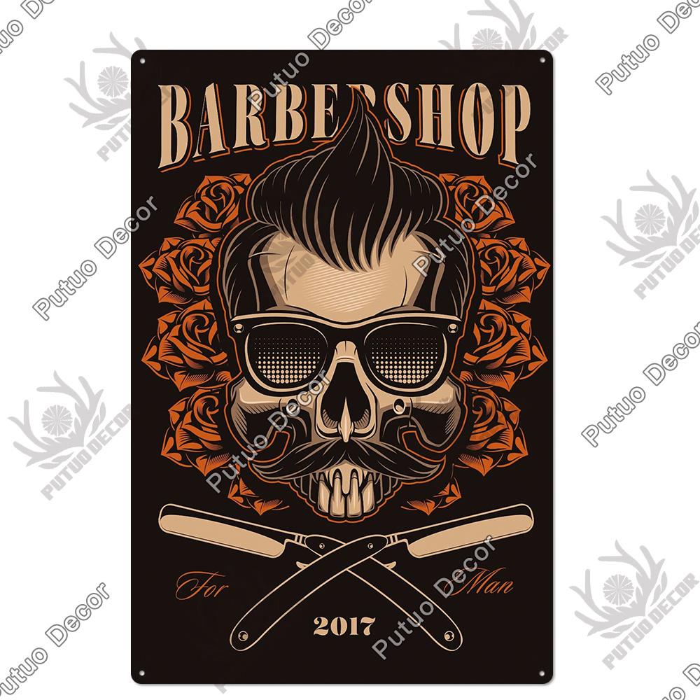 Putuo Decor Vintage Tin Sign Plaque Metal Iron Painting Wall Art Posters for Barber Shop Decoration Accessories Man Cave Home