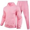 Autunno Inverno Uomo Casual Tinta Unita Completo Felpa Morbida Larga e Pantaloni della Tuta Set Due Pezzi