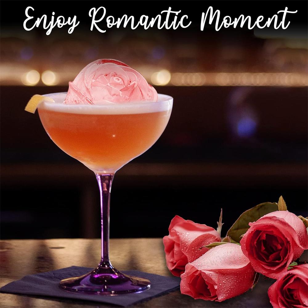 3D Rose Ice Molds ,Flower Shape Ice,Silicone Rubber Fun Ice Ball Molds Maker for Juice Whiskey Chilling Cocktails,Ice Cube Trays