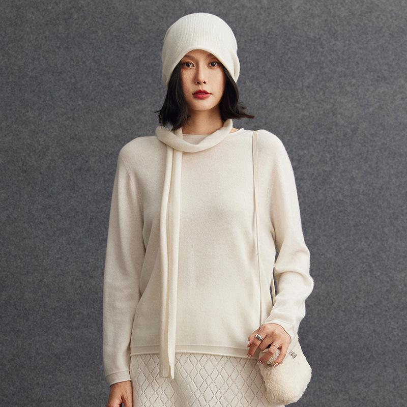Women's Cashmere Round Neck Loose Knitwear - Autumn/Winter Lazy Style Fashion