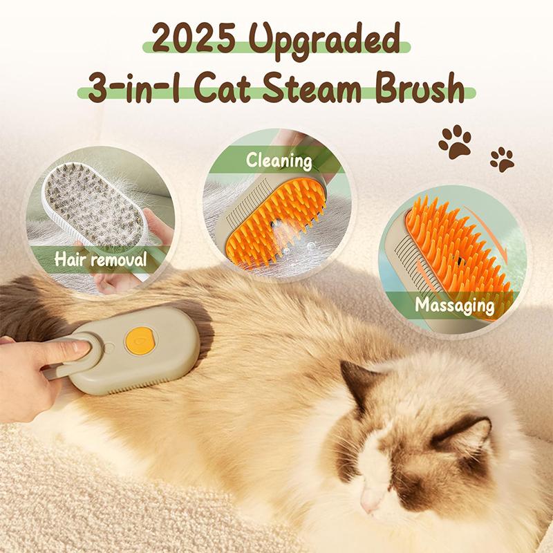 Cat Dog Pet Spray Massage Brush 3 In 1 One Button Steam Spray Folding Rotatable Floating Hair Bath Hair Removal Brush Comb