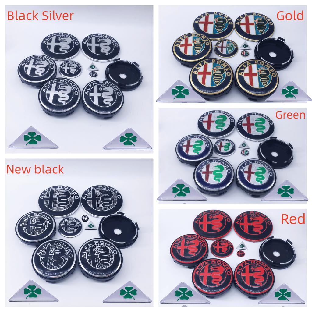RCIZ5 11pcs 50mm 56mm 60mm Car Hood Trunk Steering Wheel Badge for Alfa Romeo Brera New Spider Giulietta Mito Giulia Wheel Center Cap