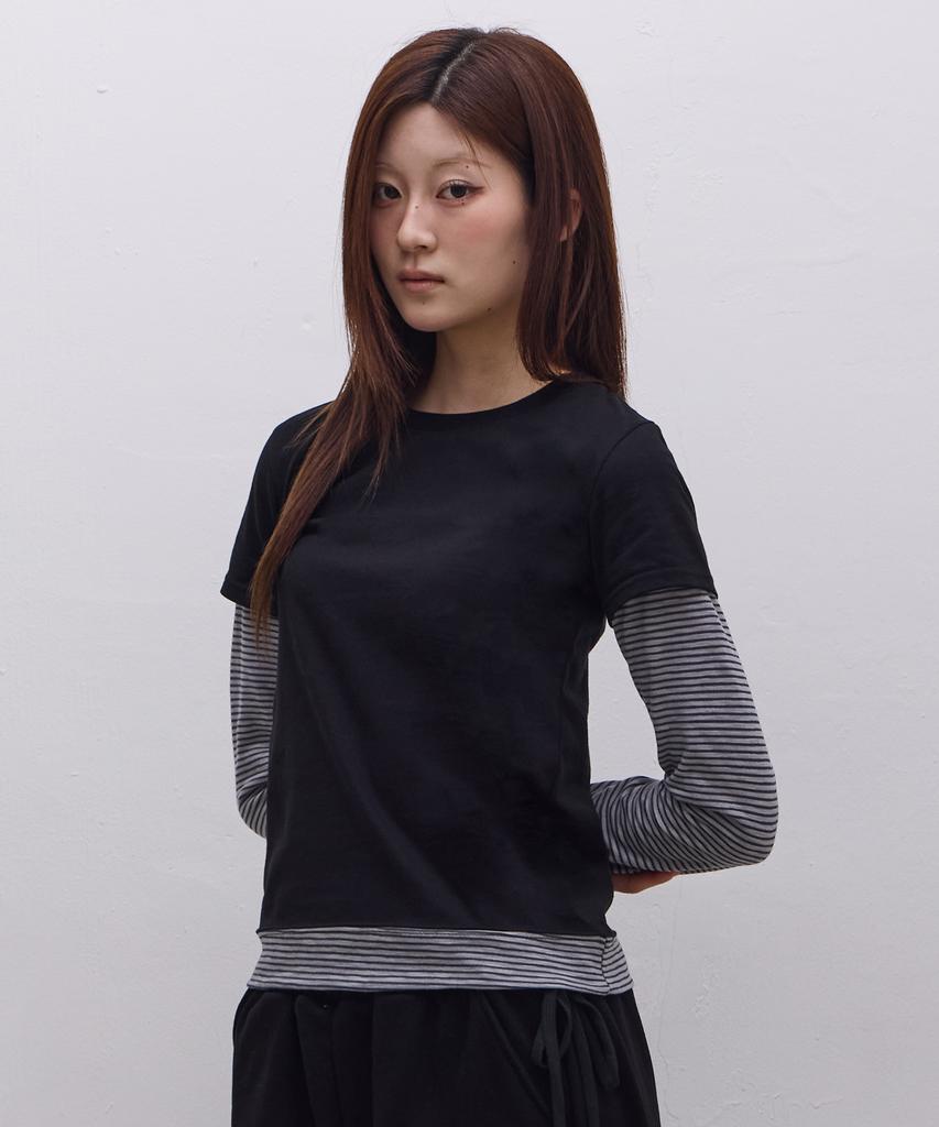 Ebeulisi Pixel Logo Layered Long Sleeve (Black)