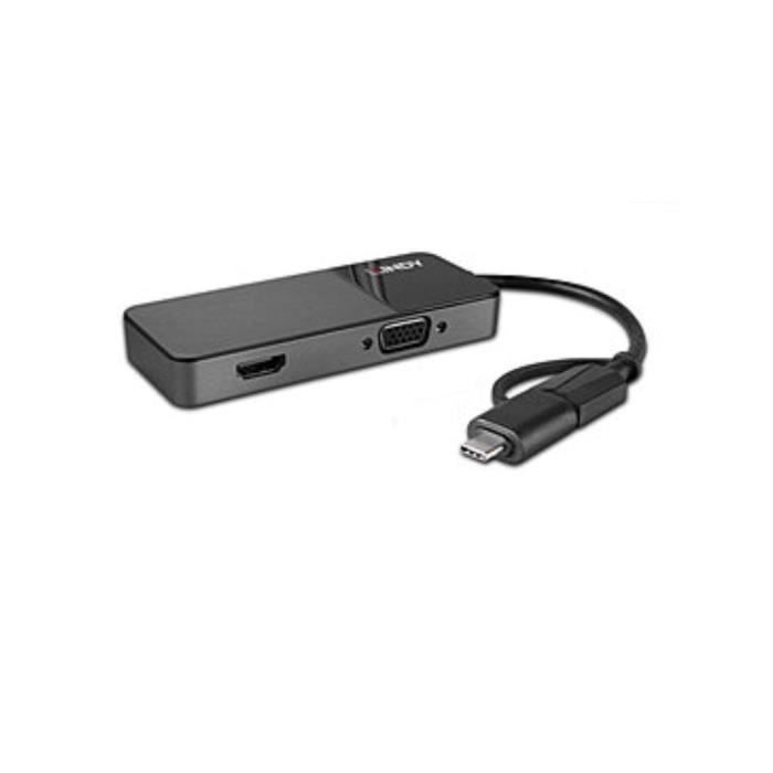 Convertisseur USB 3.0 Type A & C vers HDMI & VGA - LINDY - Noir - Adaptateur - Connecteur USB - Écran externe