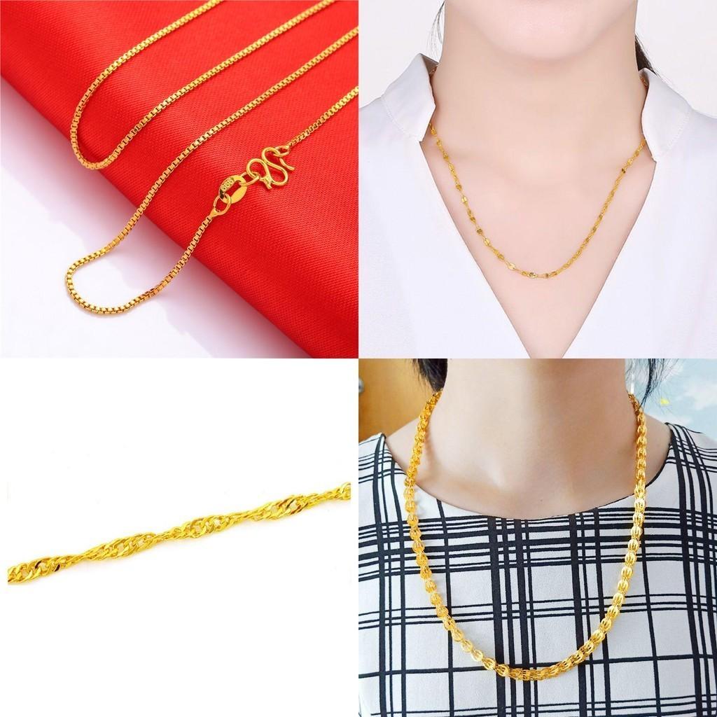 Gold Plated Water Wave Necklace Stylish Thin Chain For Any Occasion**