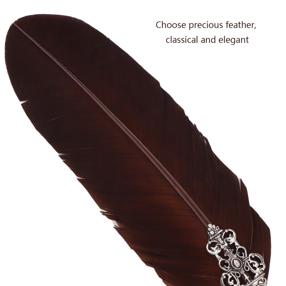 Vintage Feather Dip Pen Writing Calligraphy Quill Pen Set in Gift Box (Brown)