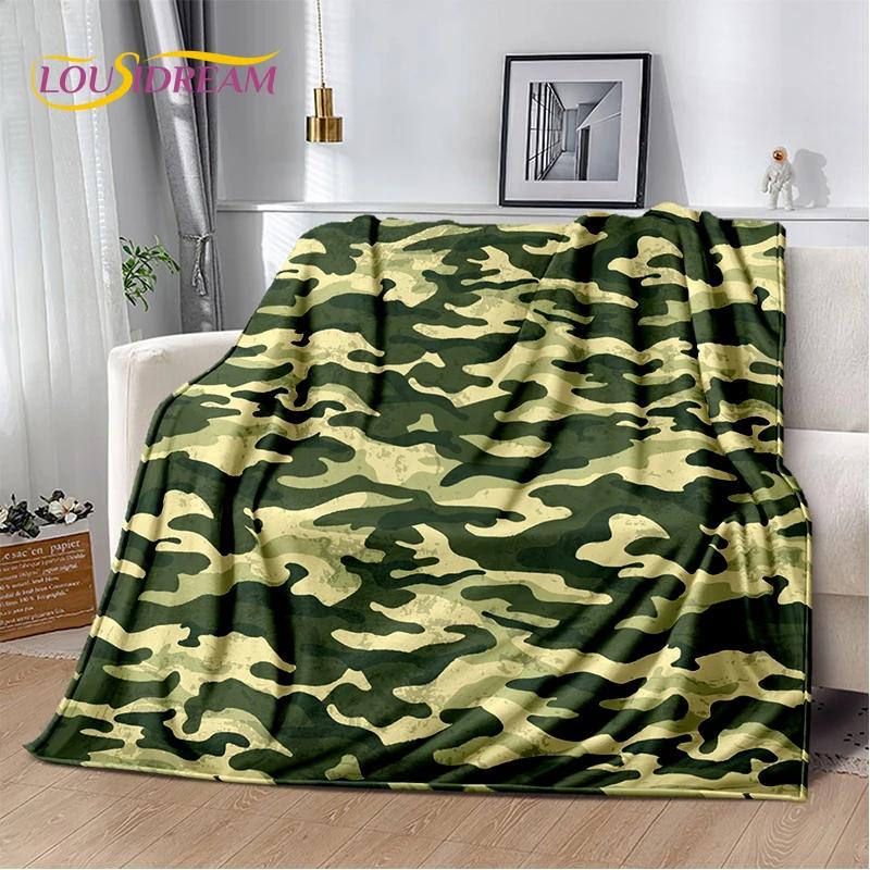 2025 Colorful Camo Green Camouflage Soft Blanket,Soft Throw Blanket for Home Bedroom Bed Sofa Picnic Travel Cover Child Gift