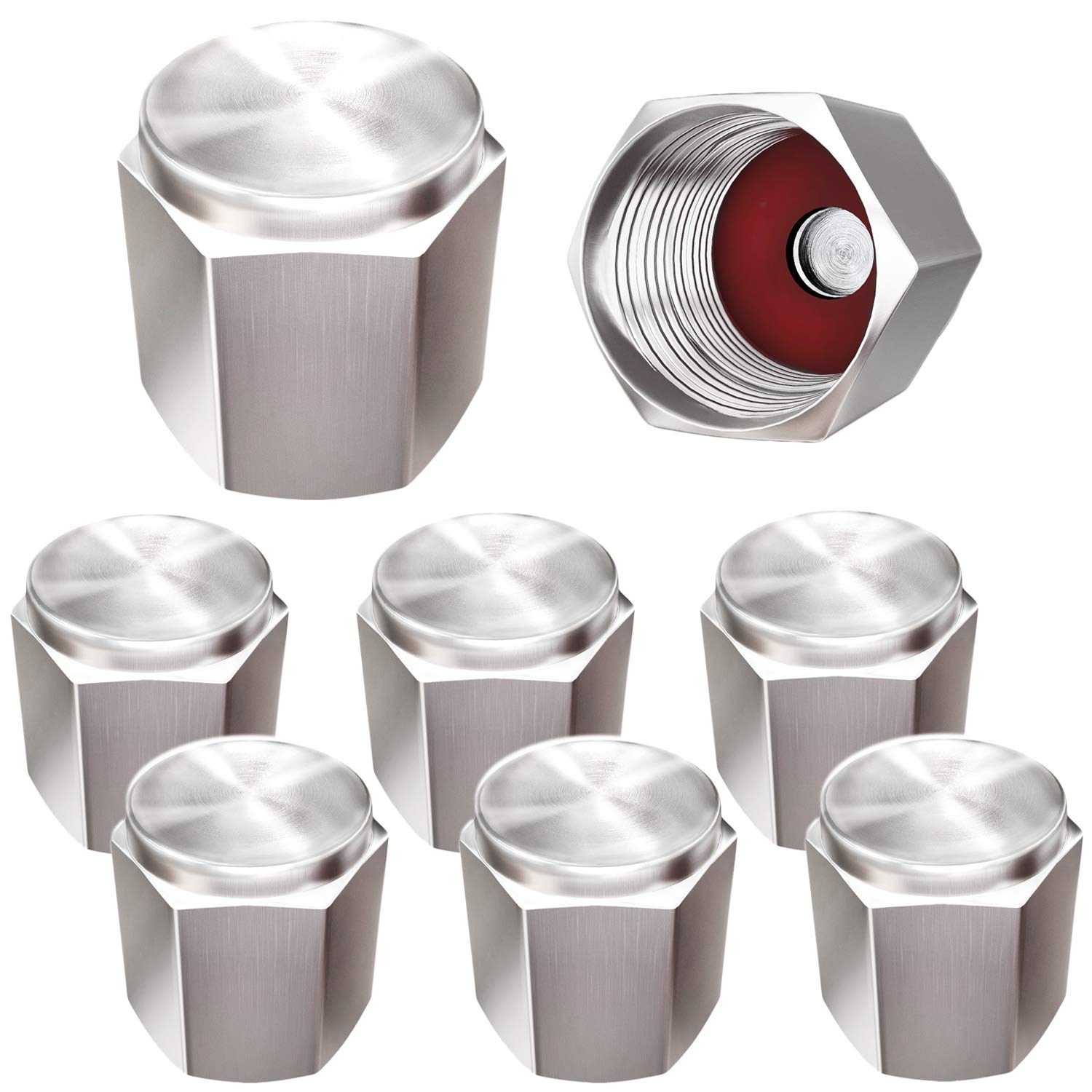 

Латунь (8 шт) Колпачки ниппелей шин Серебристые Премиум Металл Резиновое уплотнение Ниппель шины 11*10mm / 0.45*0.39inch серебряный