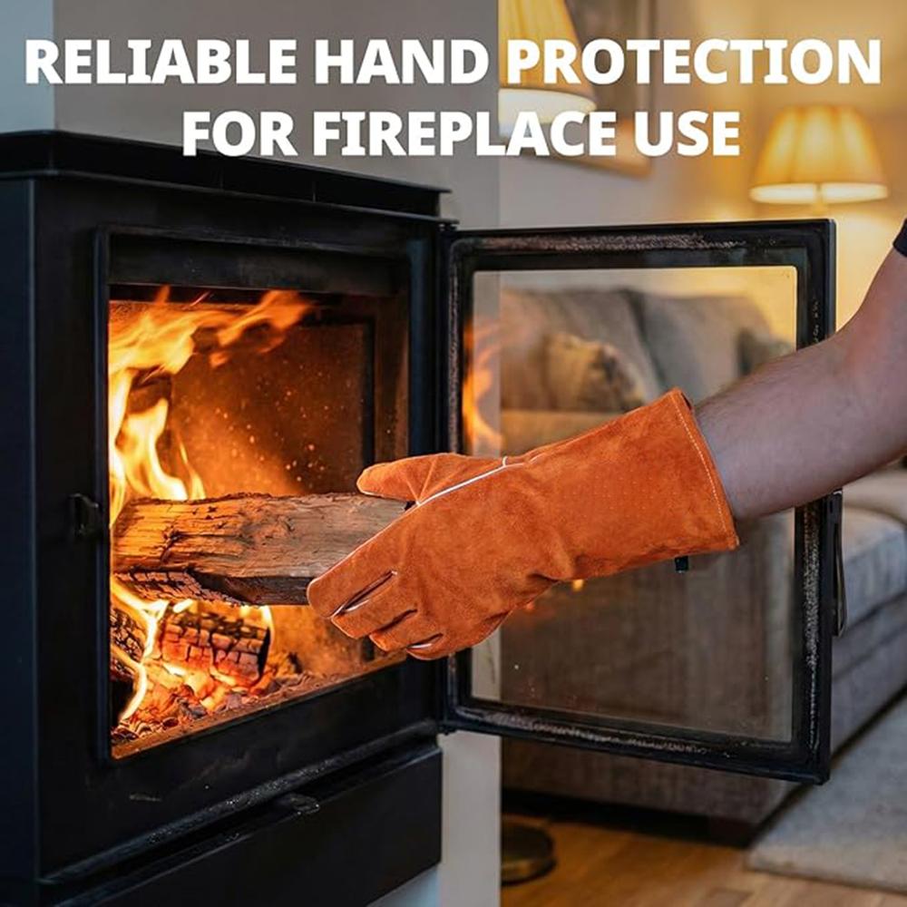 662°F Heat Resistant Welding Gloves 100% Cowhide Leather Kevlar Stitching 14" Extended Cuff TIG MIG Forge Bulk