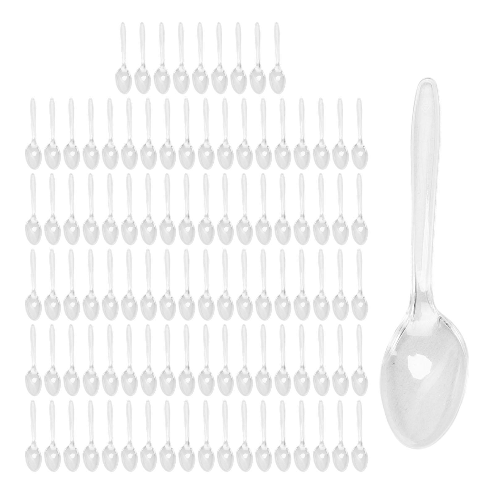 

100 шт. Прозрачные чайные ложки, пригодные для микроволновой печи, прозрачные суповые ложки, столовые приборы для дней рождений, свадеб и мероприятий на открытом воздухе прозрачный