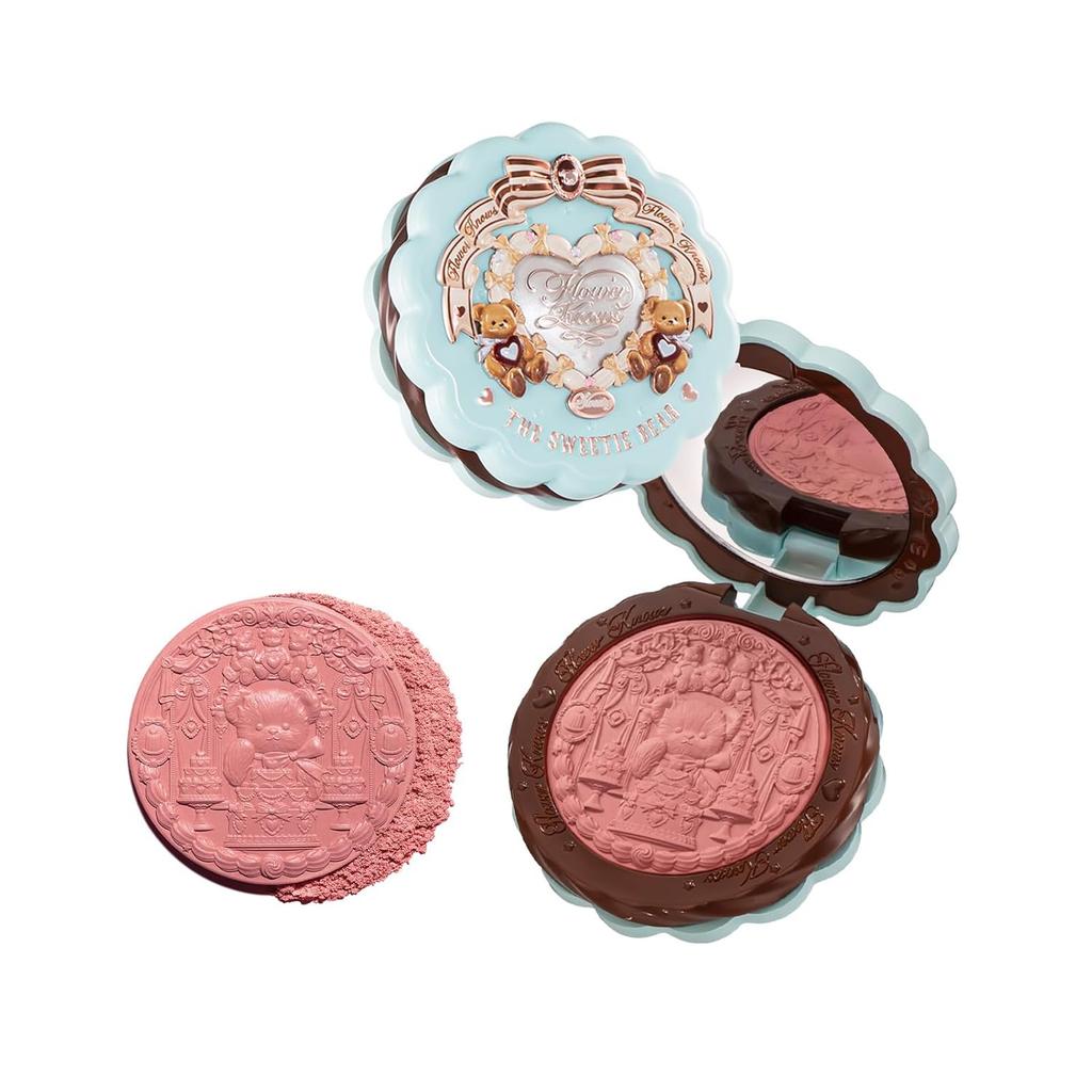 Flower Knows The Sweetie Bear Collection Silk Satin Blush,Soft Long-Lasting for Women & Girls,0.18 Oz(03 Rose Chanson)