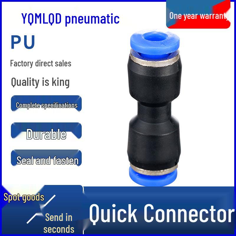 Pneumatic Tube Quick Connectors Set: PU4 Butt 8mm Air Hose