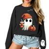 Unisex Halloween Print Long Sleeve Neck Pullover Sweatshirt, Lightweight Casual Top for Men and Women