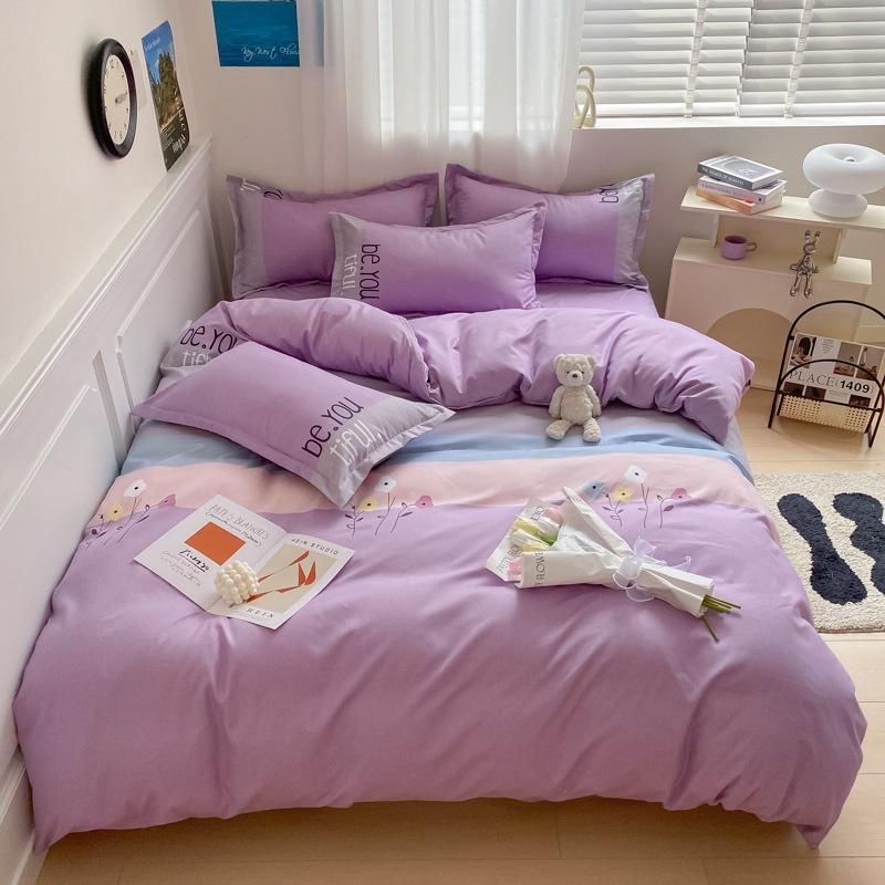New Thickened and Ground Four-piece Set, Plant Yang Velvet Student Dormitory Three-piece Set, Bedding, Bed Sheet Quilt Cover