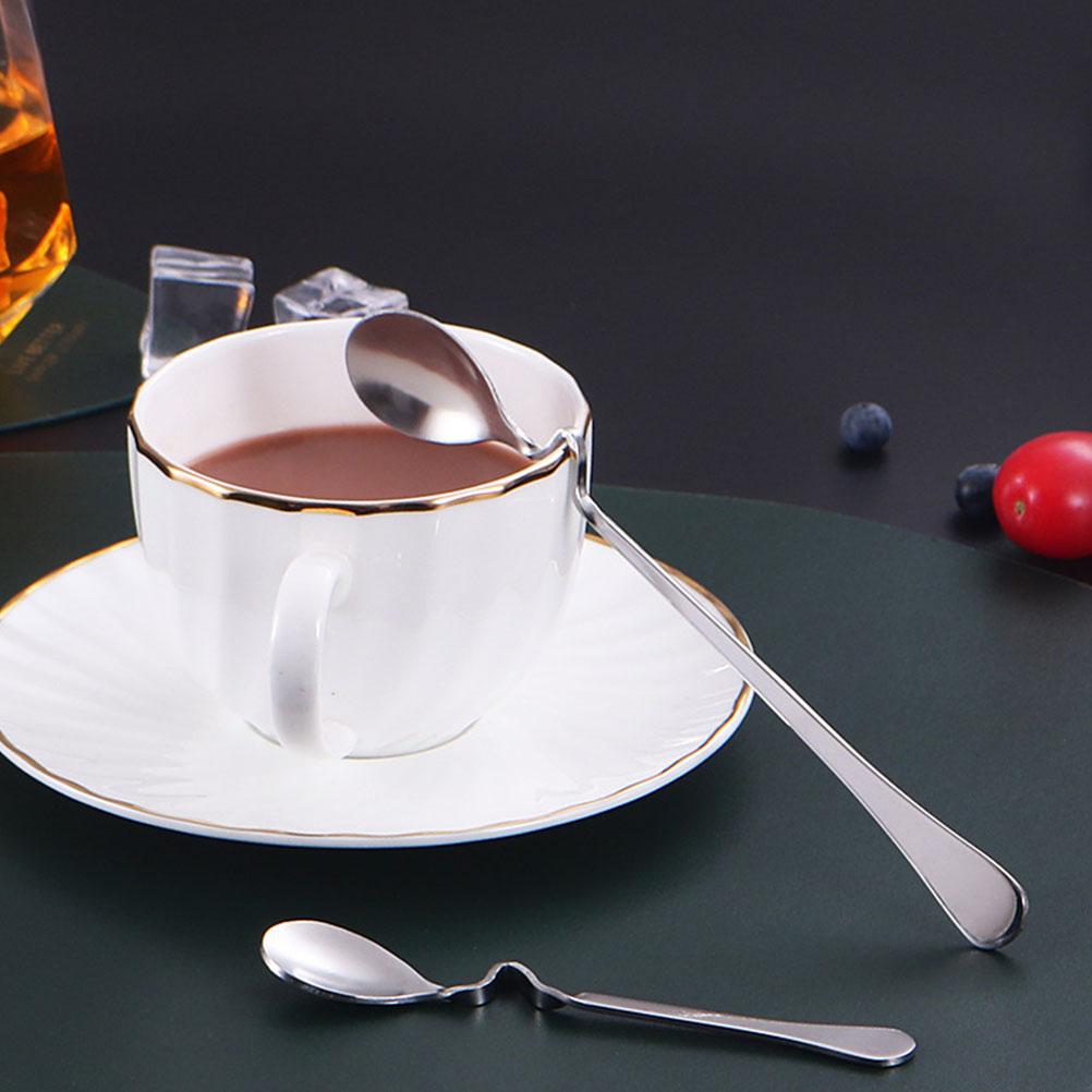 4 Pcs Stainless Steel Tableware Hanging Cup Coffee Spoon Mixing Household Dessert Stirring Spoons Whisk Honey Serving Utensils
