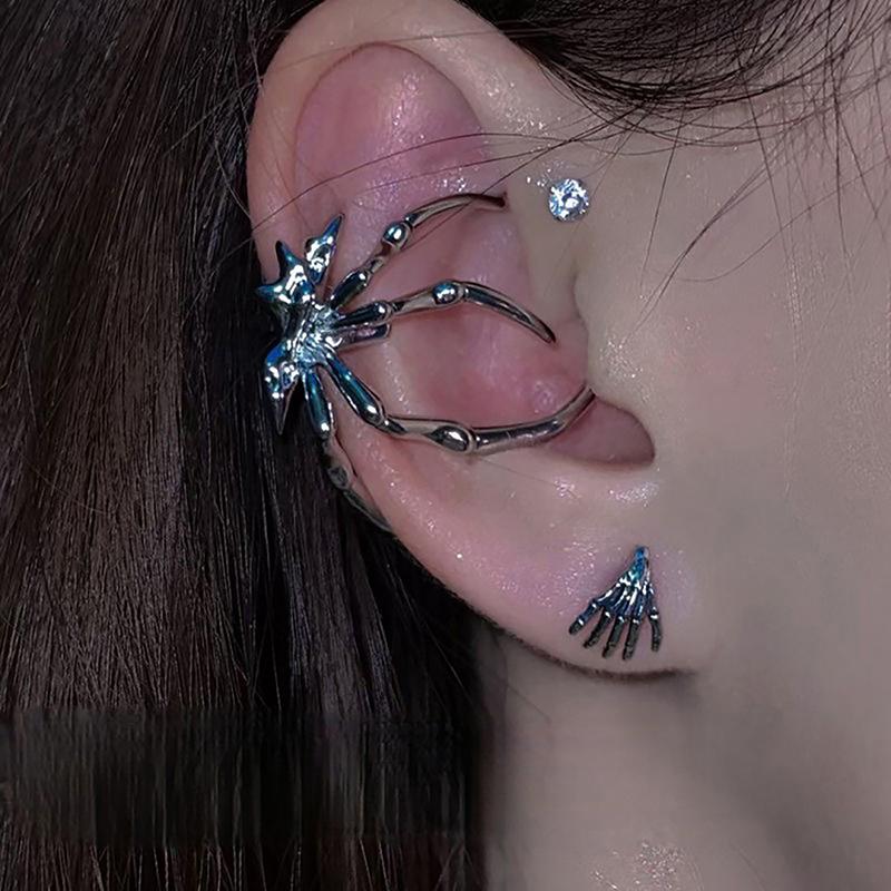 Gotik Punk Vintage Örümcek Kulak Kemiği Klipsi Kişilik Hip Hop Böcek Küpeler Kadın Kızlar İçin Parti Festival Takıları