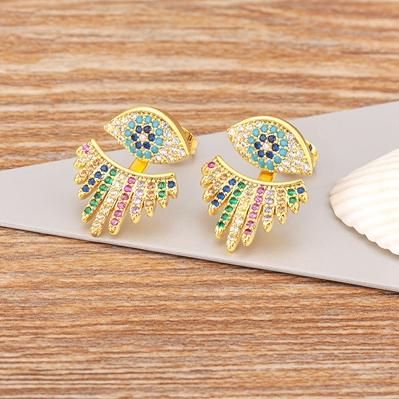 Nidin Creative Design Light Luxury Black / Colorful Crystal Evil Eye Drop Dangle Earrings Rhinestone Ear Fashion  Accessories