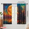 2pcs,2D Plane Printing Popular Curtains Moonlit Canvas Durable 100% Polyester Fabric (without Rod) Decorations Inside Use for