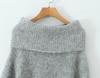 French Winter Off-Shoulder Soft Knit Sweater - Solid Color Loose Pullover